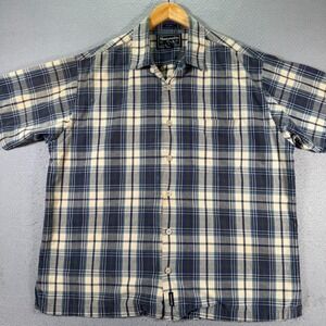 Vintage Abercrombie & Fitch Big Shirt Men Large‎ Blue Plaid Preppy Trendy Y2K